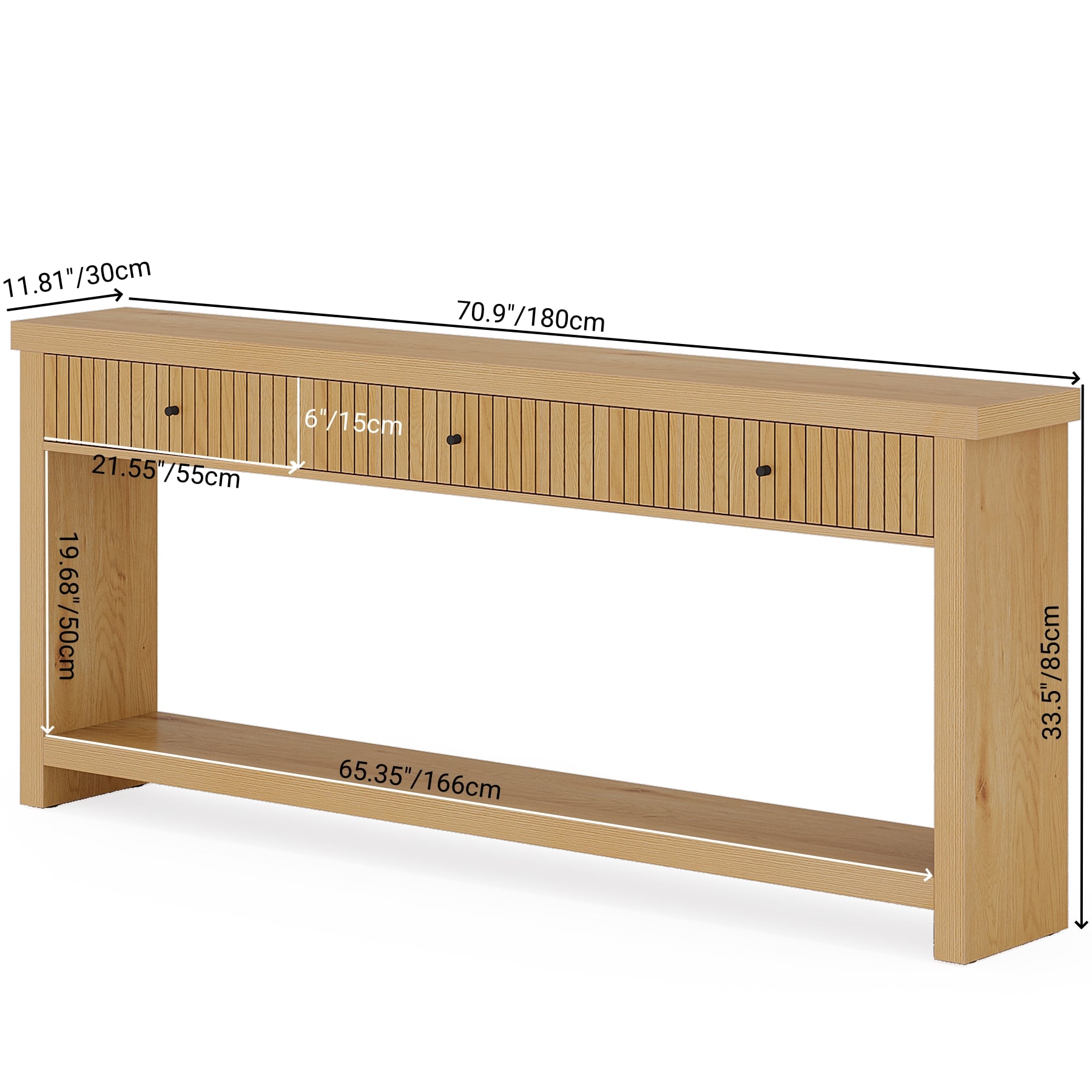 Console Table, Long Wooden Sofa Table With 3 Drawers_voghion.com